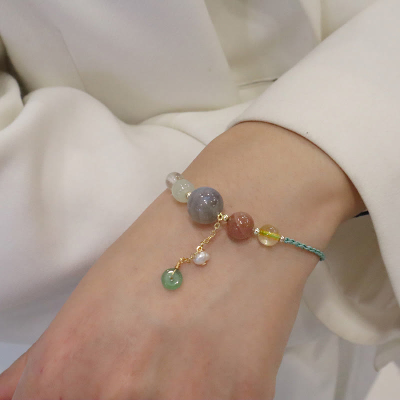 Nimara Ritual Moonstone Sunstone Beads Peace Buckle Charm Healing Bracelet