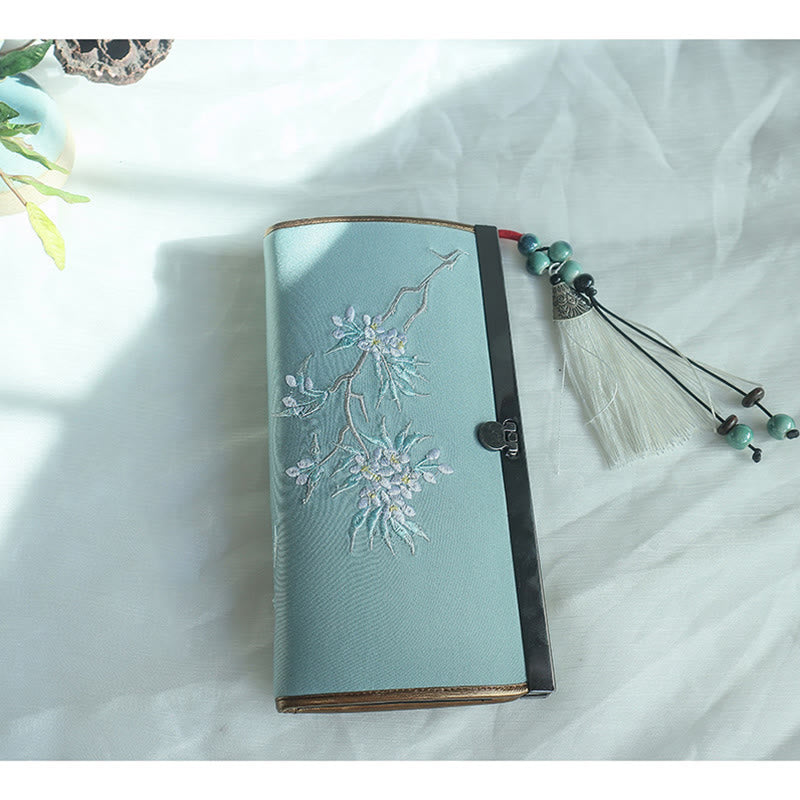 Nimara Ritual Flower Plum Peach Blossom Bamboo Double-sided Embroidery Large Capacity Cash Holder Wallet Shopping Purse