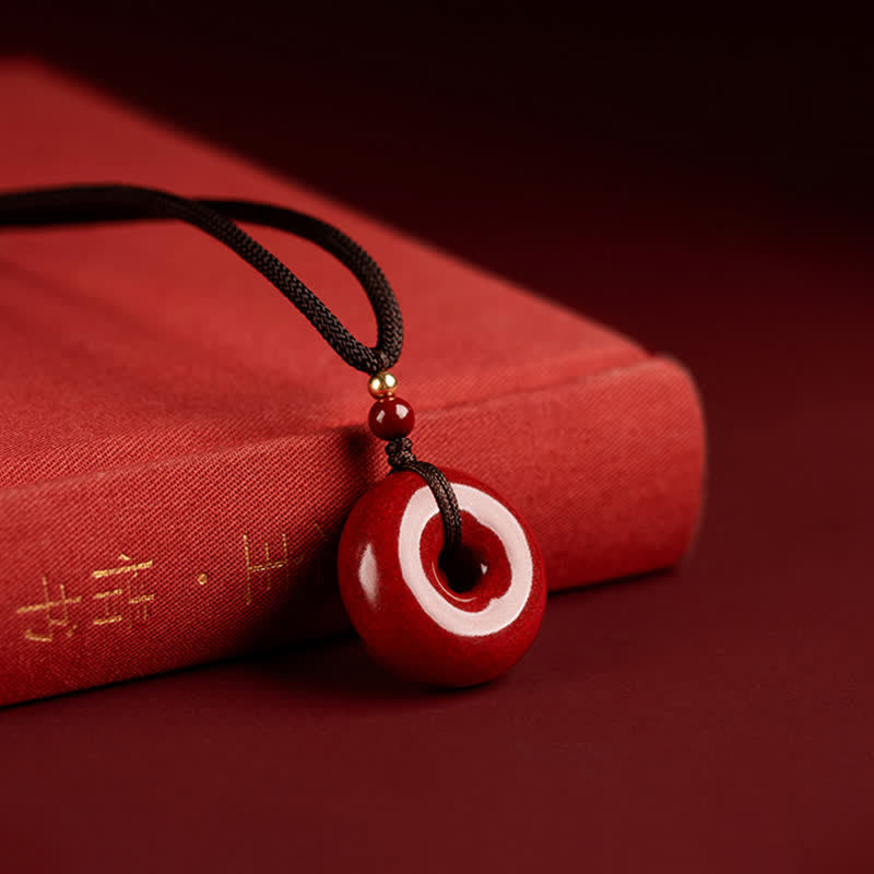 Nimara Ritual Cinnabar Peace Buckle Calm Blessing Necklace Pendant