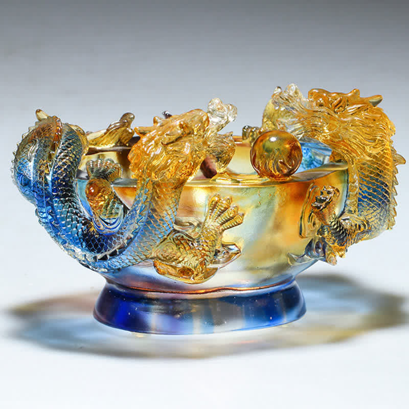 Nimara Ritual Feng Shui Chinese Zodiac Dragon Handmade Liuli Crystal Art Piece Protection Home Office Decoration