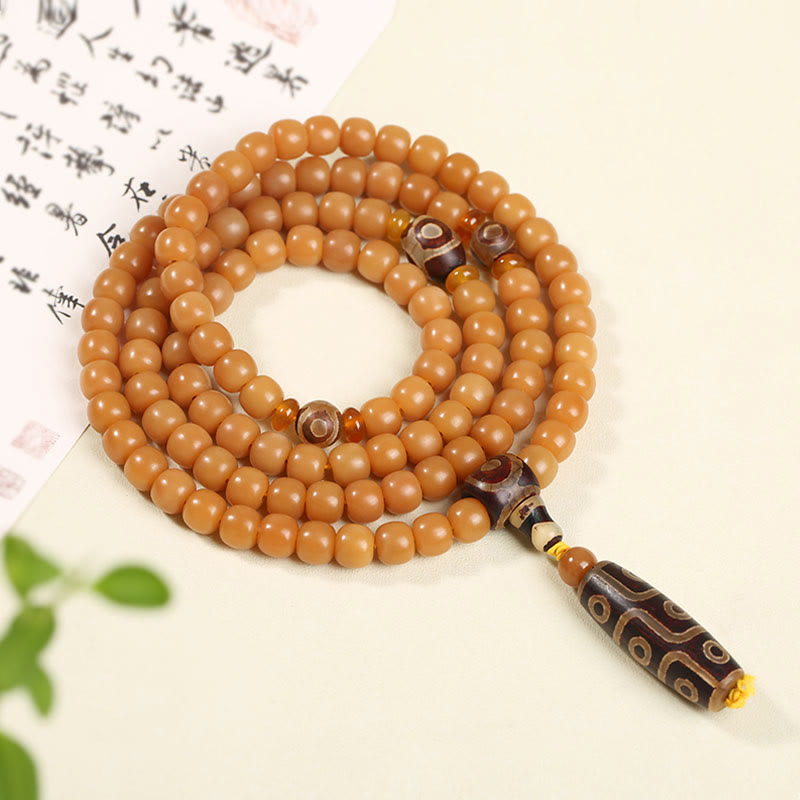 Nimara Ritual Natural Bodhi Seed Lotus Dzi Bead Peace Harmony Charm Bracelet