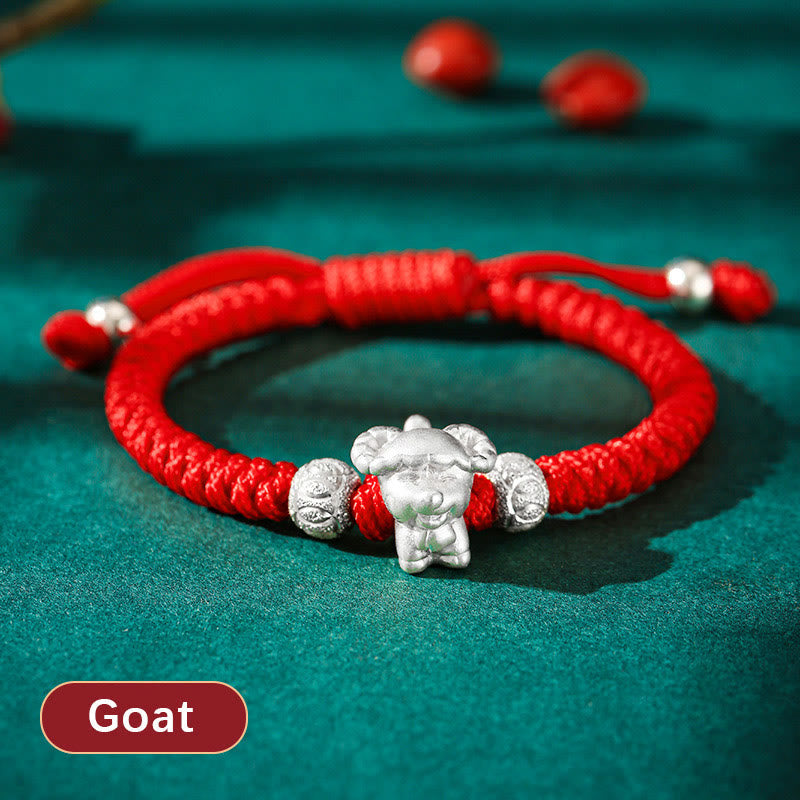 Nimara Ritual 999 Sterling Silver Chinese Zodiac Red Rope Luck Handcrafted Kids Bracelet