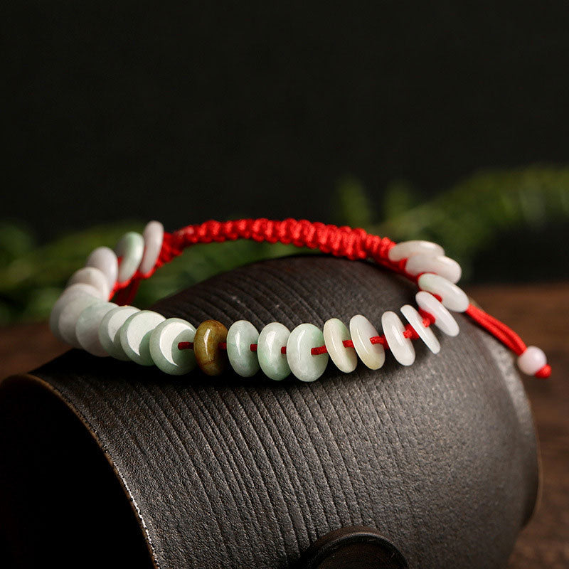 Nimara Ritual Natural Round Jade Luck Red String Protection Bracelet