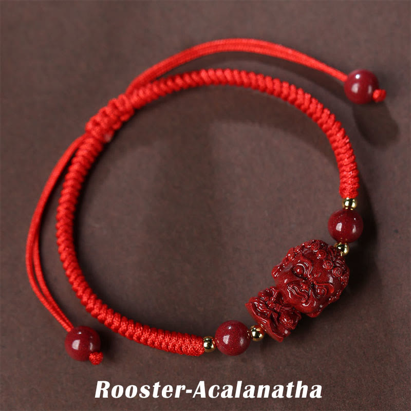 Nimara Ritual Chinese Zodiac Natal Buddha Cinnabar Amulet Blessing String Bracelet