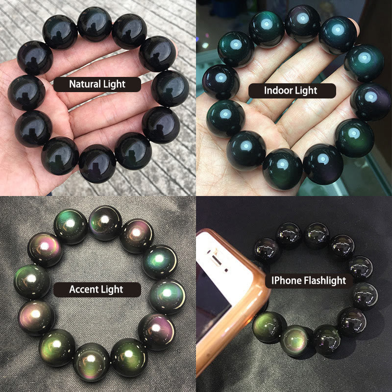 Nimara Ritual Natural Green Eye Obsidian Wealth Bracelet