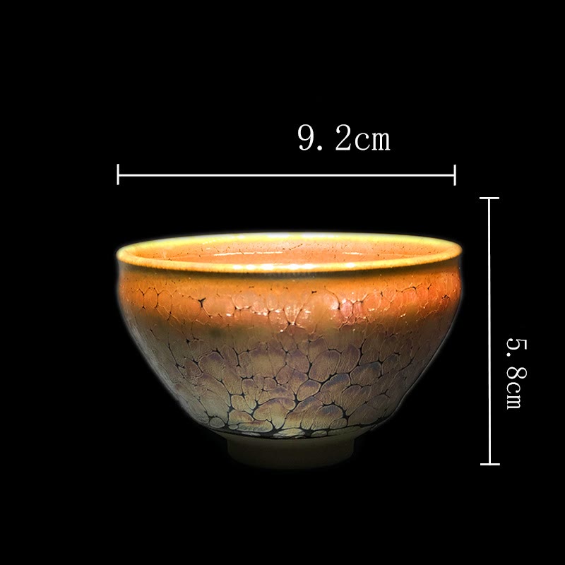 Nimara Ritual Gold Spot Pattern Chinese Jianzhan Ceramic Teacup Kung Fu Tea Cup Bowl With Gift Box