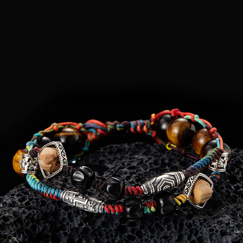 Nimara Ritual 925 Sterling Silver Tiger's Eye Bodhi Seed Handmade Courage Bracelet