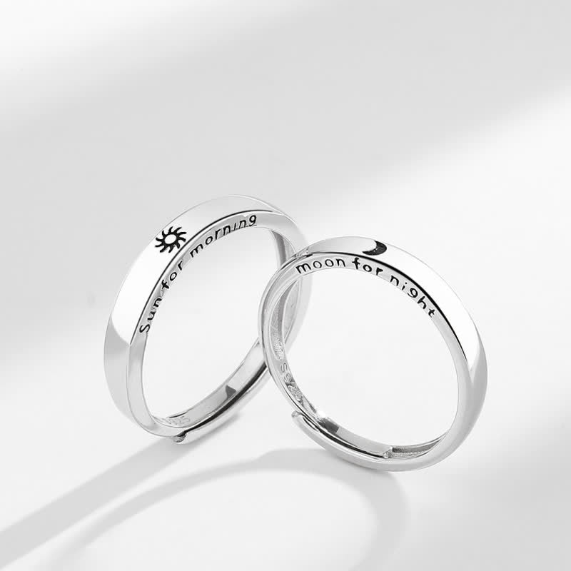 Nimara Ritual 925 Sterling Silver Sun Moon Protection Adjustable Couple Ring