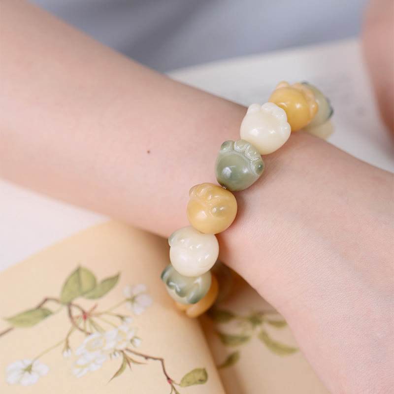 Nimara Ritual Multilayered Bodhi Seed Cute Cat Paw Calm Harmony Bracelet