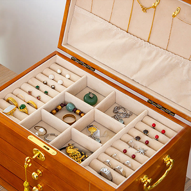 Nimara Ritual Retro Solid Wood Jewelry Box Four-Layer Wooden Jewelry Storage Box