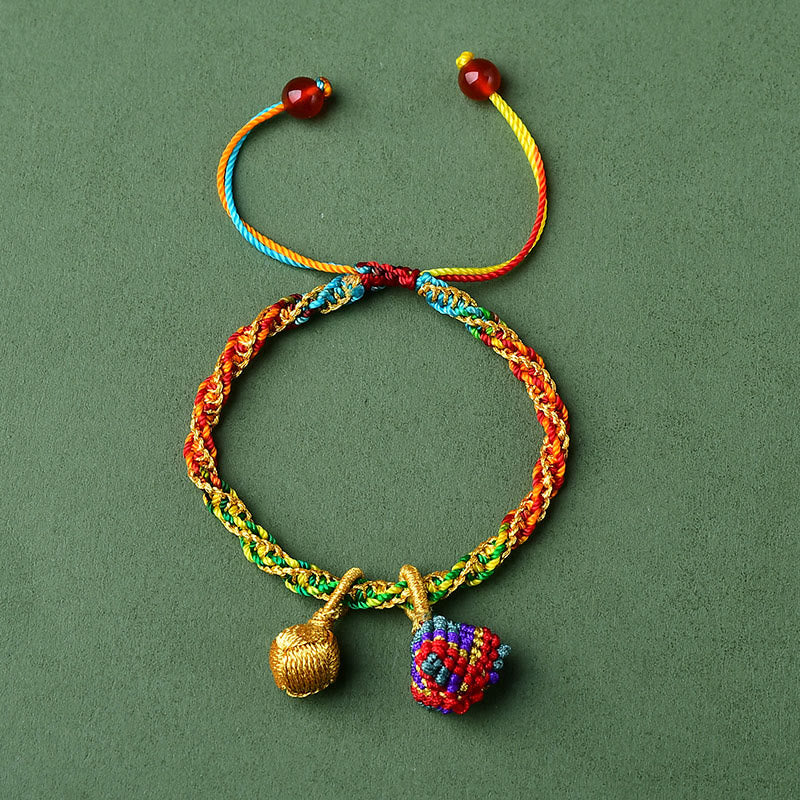 Nimara Ritual Colorful Rope Luck Handmade Zongzi Golden Ball Charm Bracelet