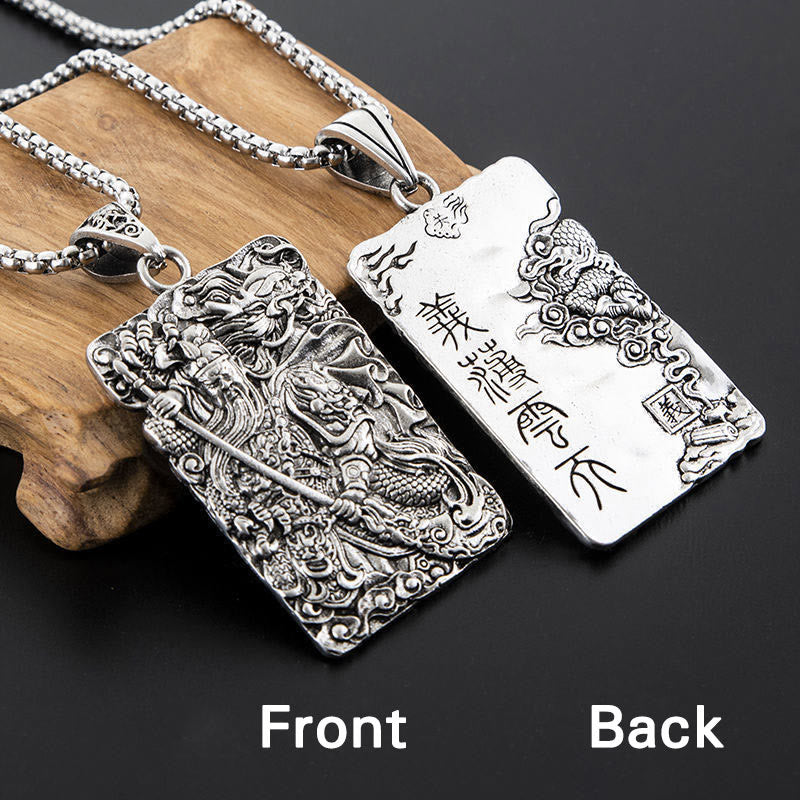 Nimara Ritual Guan Gong Dragon Auspicious Clouds Wealth Necklace Pendant