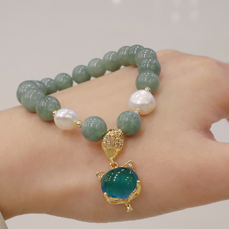 Nimara Ritual Jade Pearl Color-Changing Fox Charm Luck Bracelet
