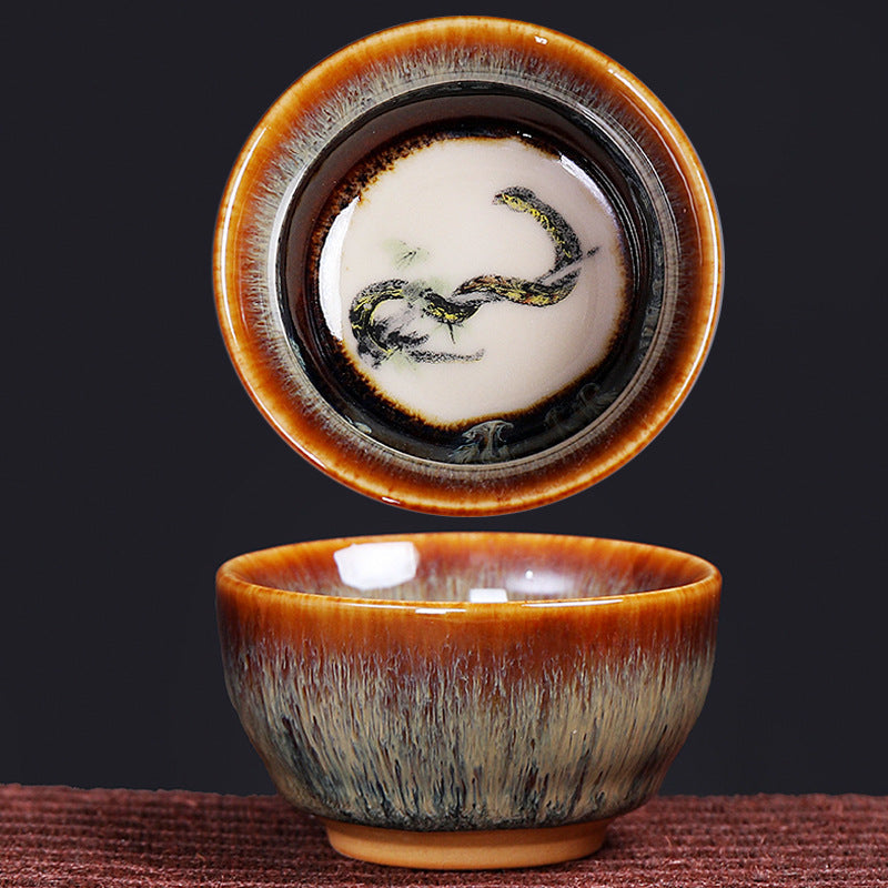 Nimara Ritual 12 Chinese Zodiac Pattern Ceramic Teacup Kung Fu Jian Chinese Zhan Tea Cup 73ml