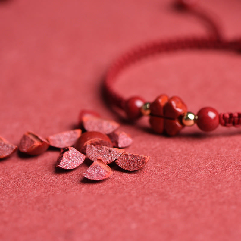 Nimara Ritual Four Leaf Clover Five-petal Flower Cinnabar Blessing Red String Bracelet