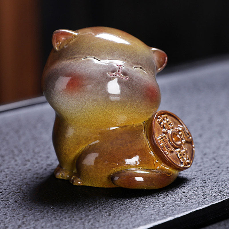 Nimara Ritual Color Changing Cute Mini Cat Resin Tea Pet Wealth Home Figurine Decoration