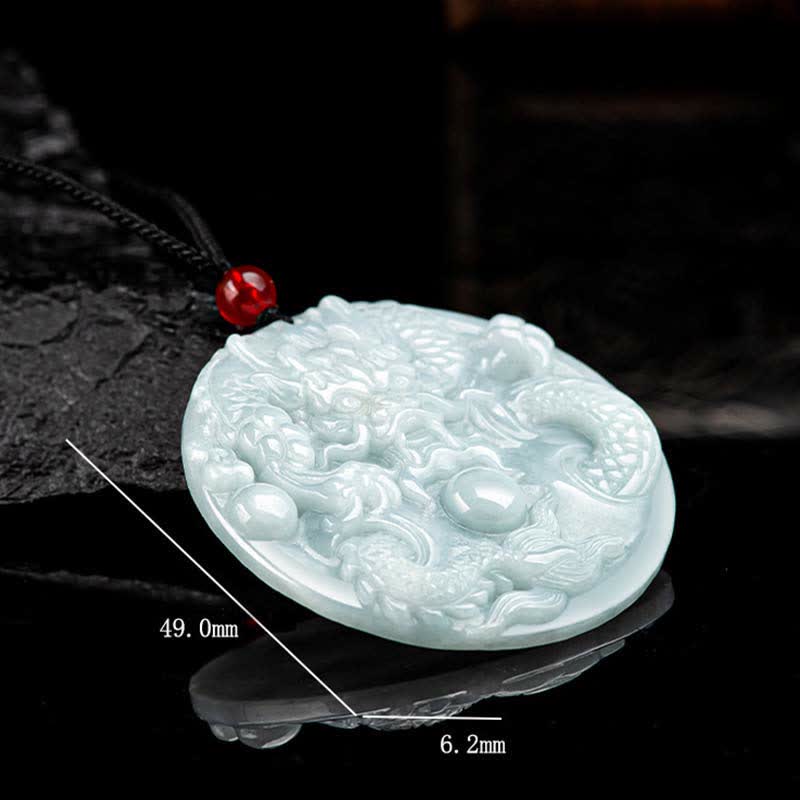 Nimara Ritual Chinese Zodiac Dragon Jade Success Amulet String Necklace