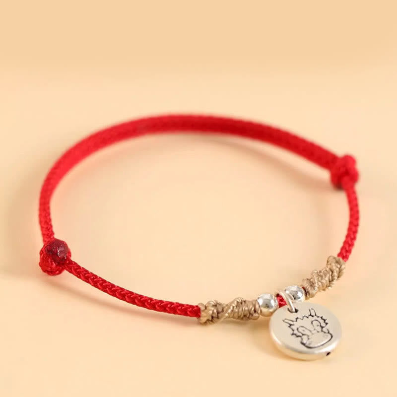 Nimara Ritual Handmade 999 Sterling Silver Year of the Dragon Cute Chinese Zodiac Luck Braided Bracelet