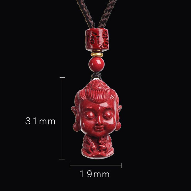 Nimara Ritual Chinese Zodiac Natal Buddha Natural Cinnabar Amulet Keep Away Evil Spirits Necklace Pendant