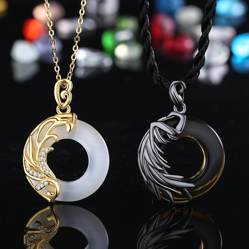 Nimara Ritual Obsidian Chalcedony Meditation Round Pendant Necklace