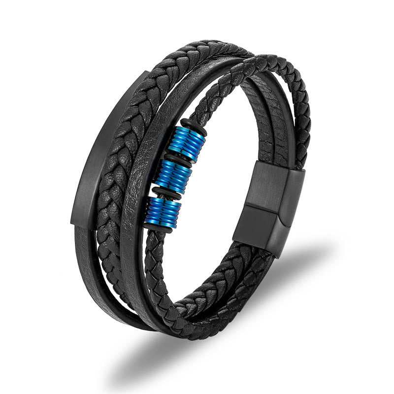Nimara Ritual Leather Multi-Layer Titanium Steel Balance Braided Magnetic Buckle Bracelet