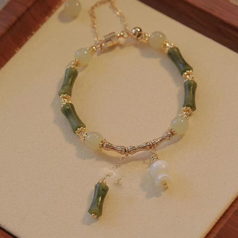 Keep Alive Jade Bamboo Pattern Luck Abundance Bracelet