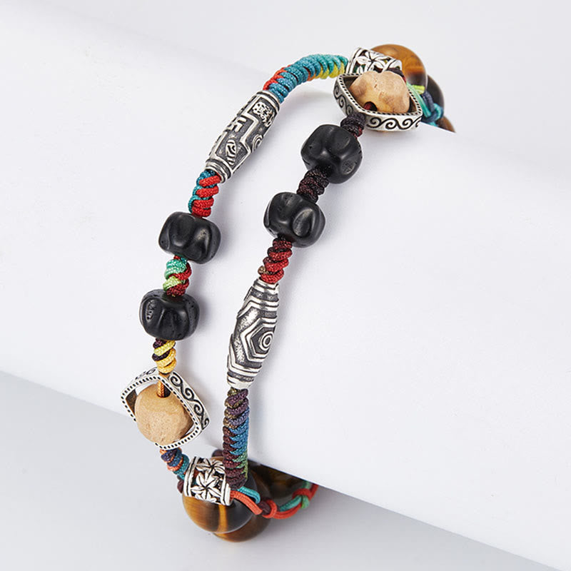 Nimara Ritual 925 Sterling Silver Tiger's Eye Bodhi Seed Handmade Courage Bracelet