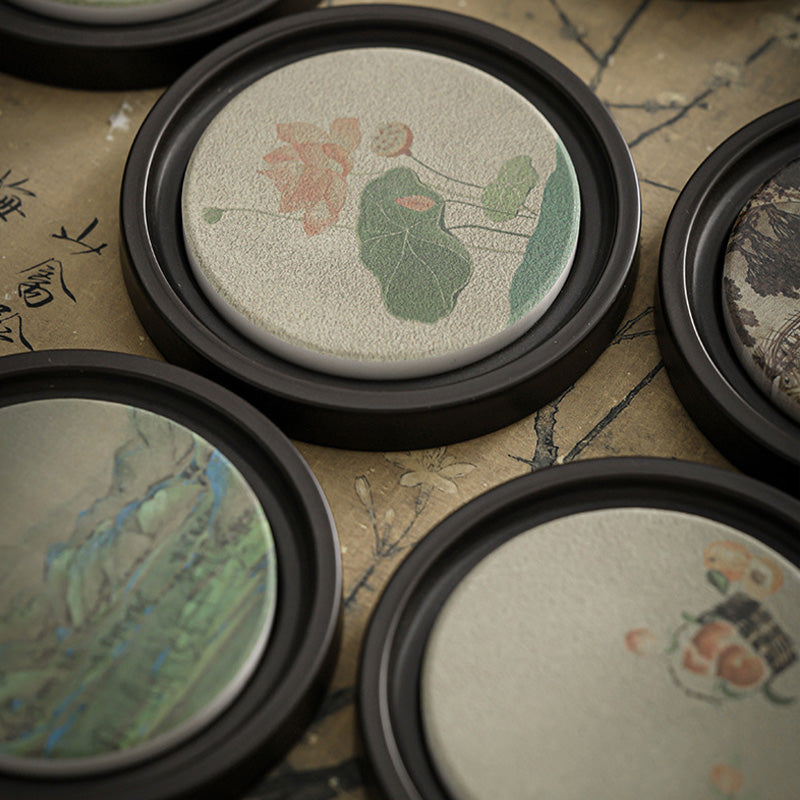 Nimara Ritual Plum Blossom Peach Heart Sutra Loquat Magnolia Persimmon Ceramic Cup Mat Pad Coaster Kung Fu Tea Mat