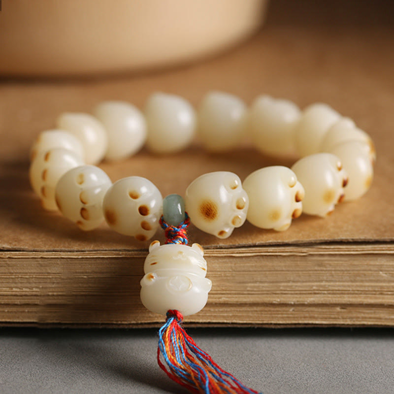 Nimara Ritual Cute Lucky Cat Bodhi Seed Cat Paw Harmony Bracelet
