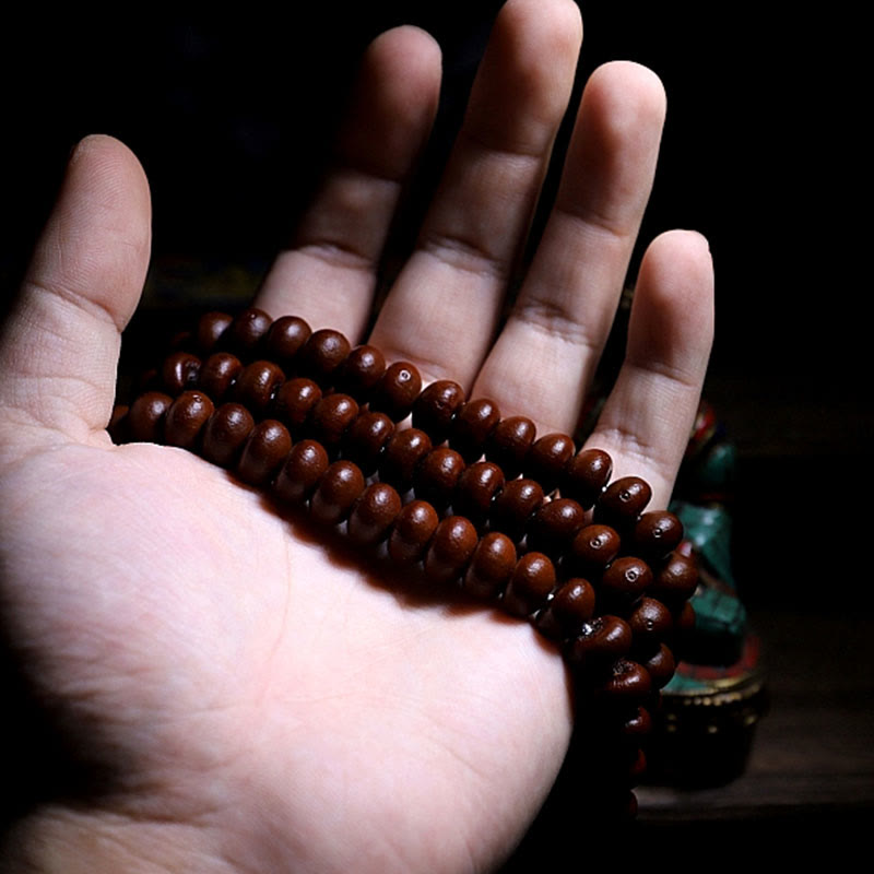 Nimara Ritual Natural Tibet 108 Mala Beads Purple Bodhi Seed Three-eyed Dzi Bead Copper Dorje Harmony Bracelet