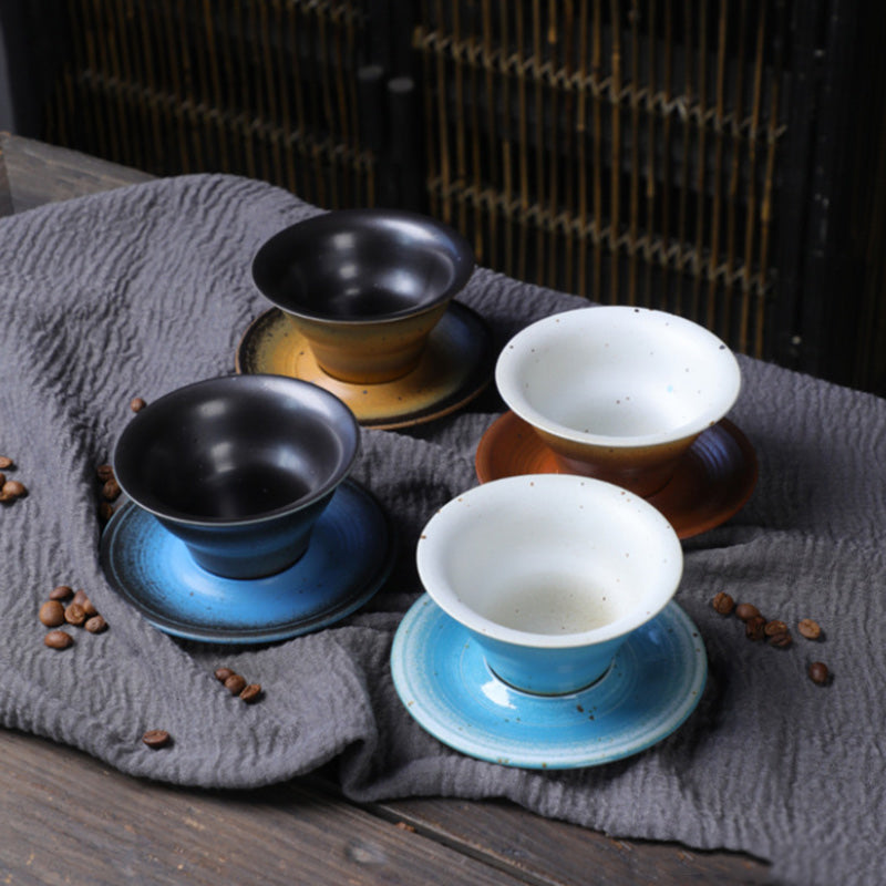 Nimara Ritual Planet Design Ceramic Coffee Mug Rough Pottery Tea Coffee Cup With Saucer