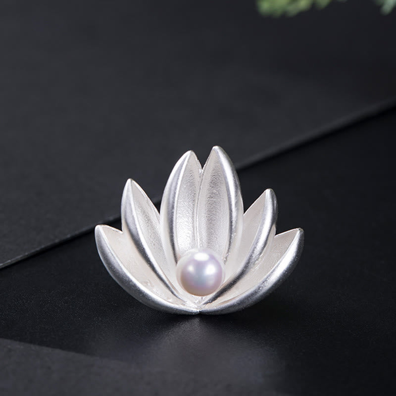 Nimara Ritual 925 Sterling Silver Lotus Flower Pearl New Beginning Brooch