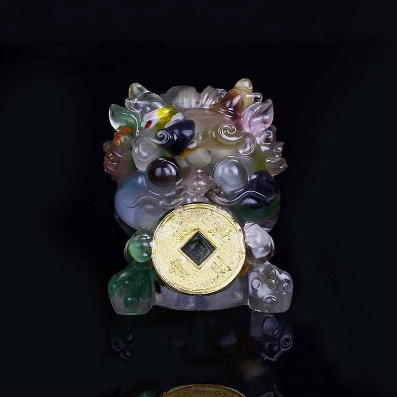 Nimara Ritual Handmade Cute PiXiu Gold Coin Crystal Fengshui Energy Wealth Fortune Home Decoration