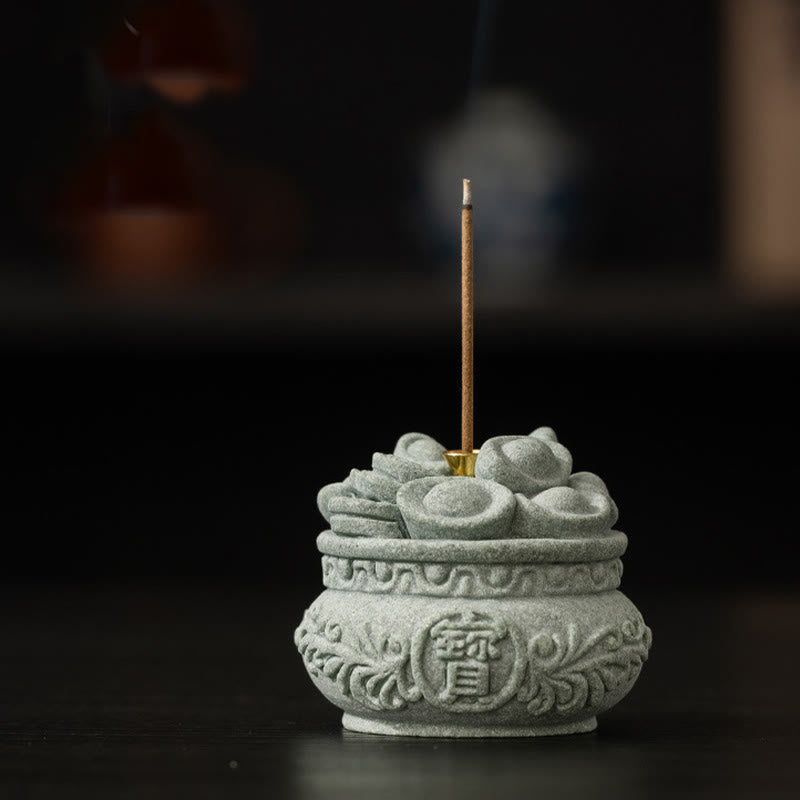 Nimara Ritual Chinese Character Fu Ingots Healing Incense Burner Desk Decoration