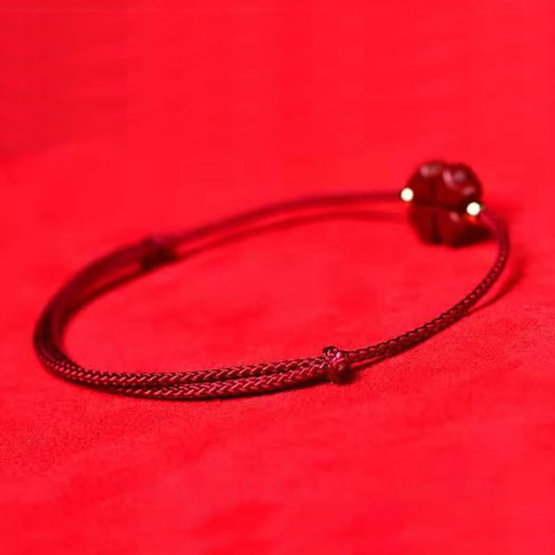 Nimara Ritual Natural Cinnabar Four Leaf Clover Blessing Red String Bracelet Anklet