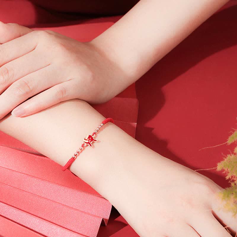Nimara Ritual 925 Sterling Silver Chinese Zodiac Luck Faith Discolor Red String Bracelet