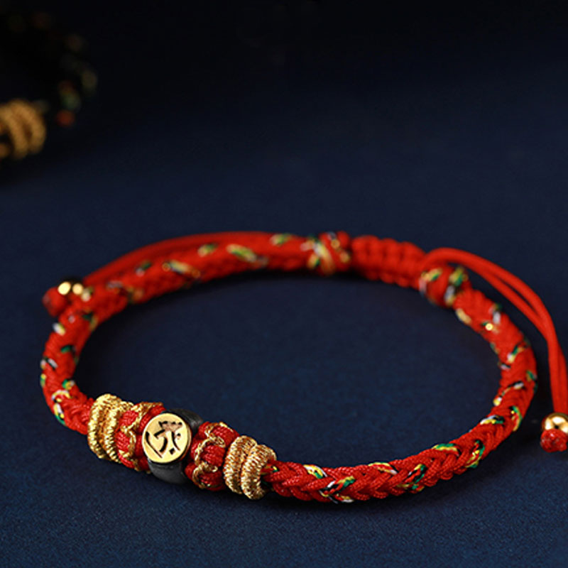 Nimara Ritual Chinese Zodiac Natal Buddha Silver Luck Braided String Bracelet