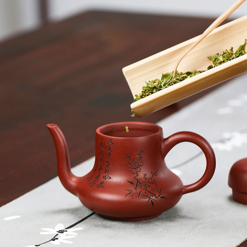 Nimara Ritual Vintage Bamboo Peach Blossom Purple Clay Kung Fu Teapot