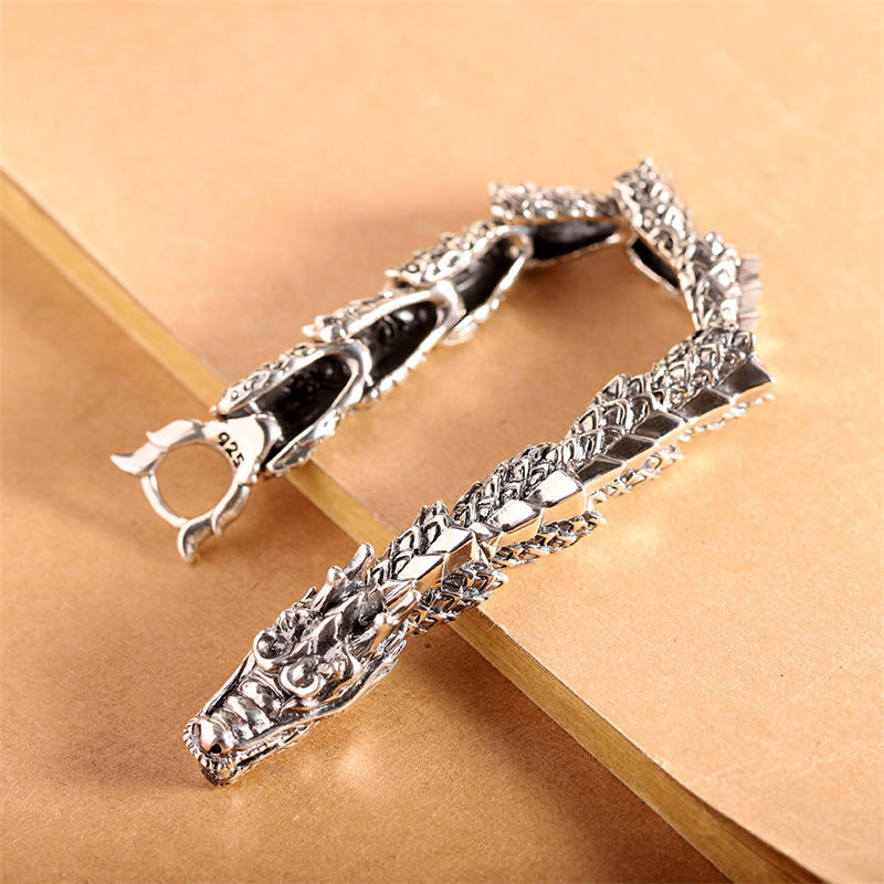Nimara Ritual 925 Sterling Silver Dragon Luck Success Bracelet Bangle