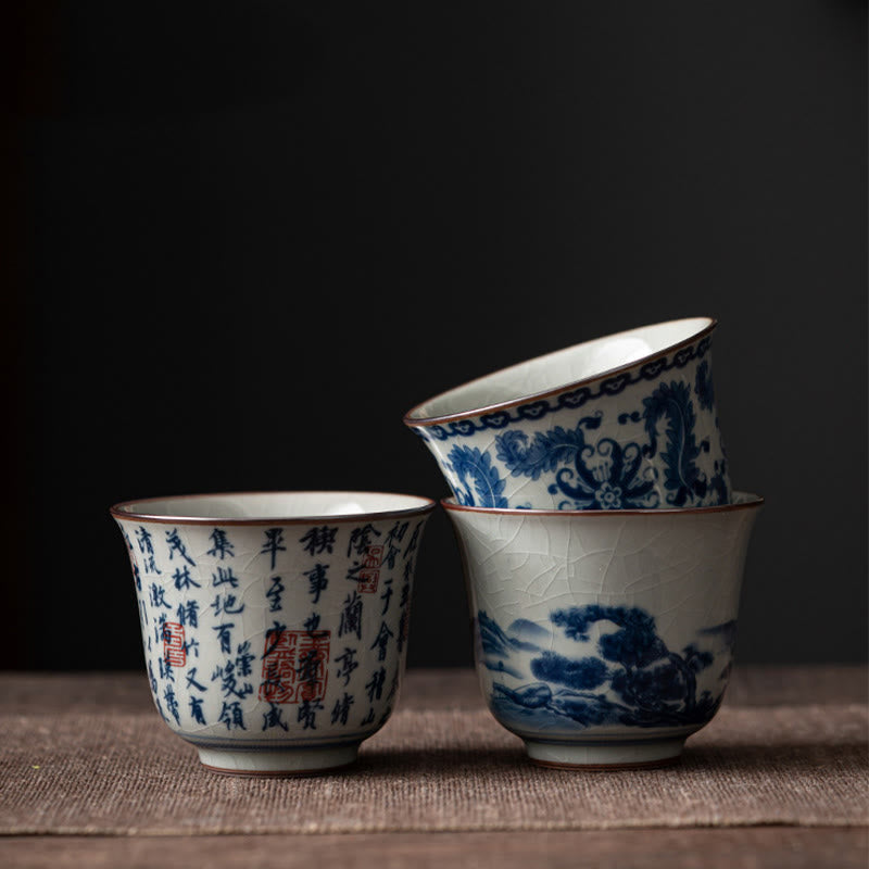 Nimara Ritual Mountain Landscape Lotus Orchid Pavilion Gathering Ceramic Teacup Kung Fu Tea Cup