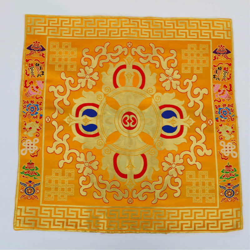 Nimara Ritual Flower Endless Knot Prayer Altar Mat Healing Meditation 8 Auspicious Symbols Mat Table Runner