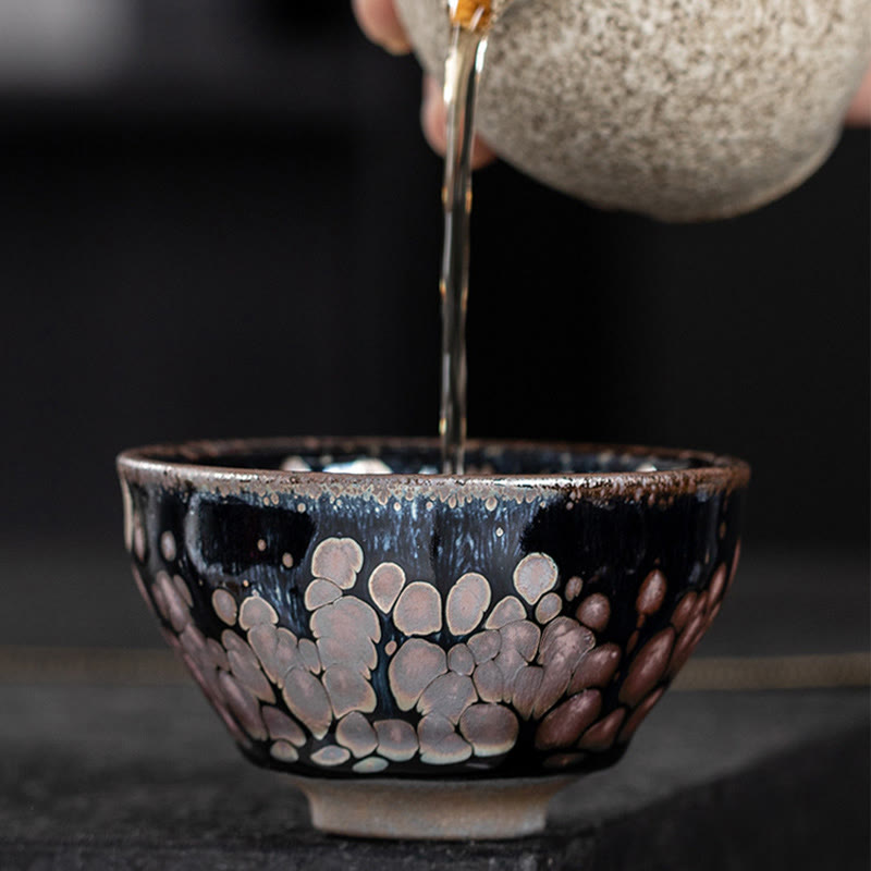 Nimara Ritual Handmade Cherry Blossoms Sakura Design Chinese Jianzhan Ceramic Teacup Kung Fu Tea Cup