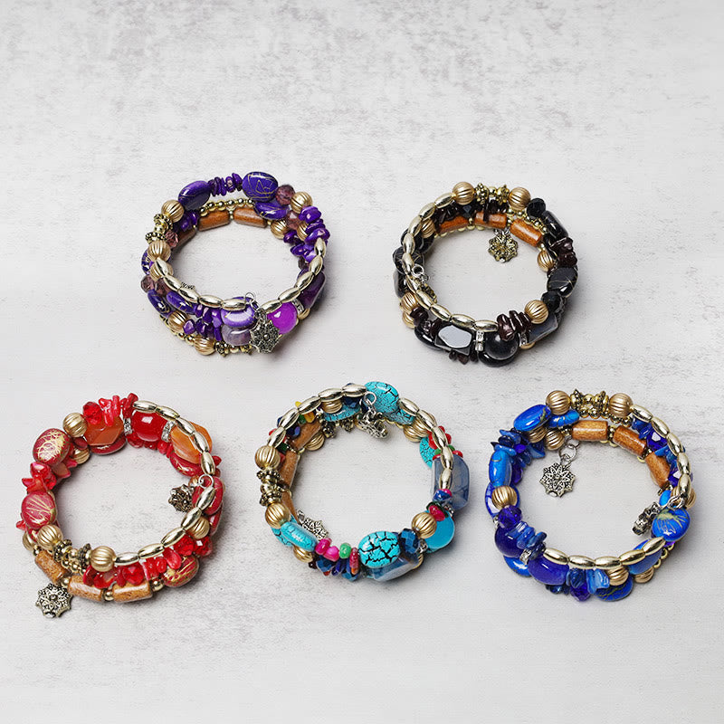 Nimara Ritual Multilayer Irregular Turquoise Agate Beads Blessing Bracelet