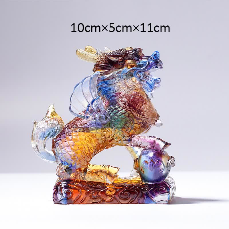 Nimara Ritual Feng Shui Kirin Handmade Liuli Crystal Art Piece Fortune Home Office Decoration