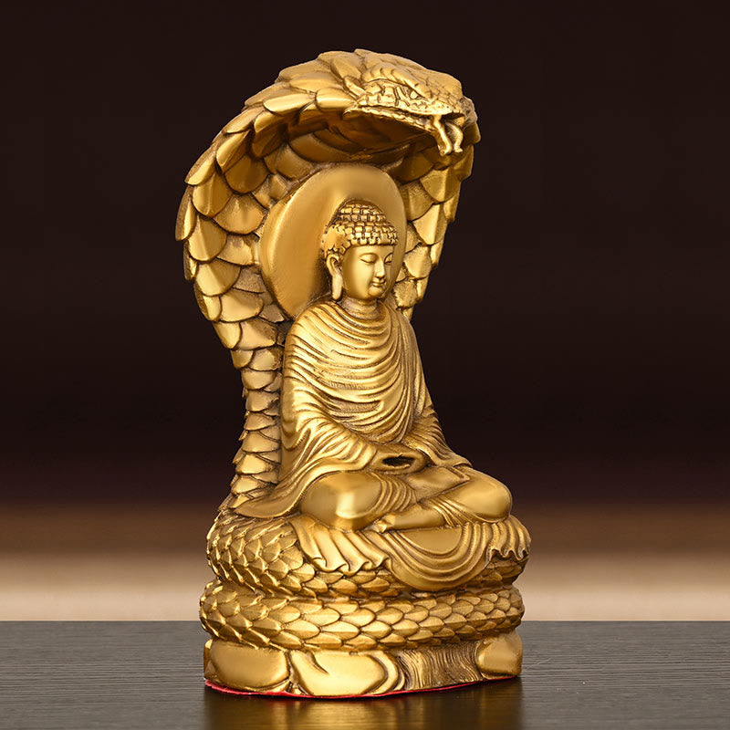 Nimara Ritual Buddha Shakyamuni Snake Figurine Serenity Copper Statue Home Offering Decoration