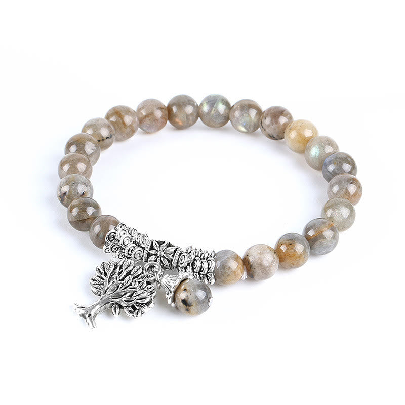 Nimara Ritual Natural Gemstone Tree of Life Lucky Charm Stretch Bracelet