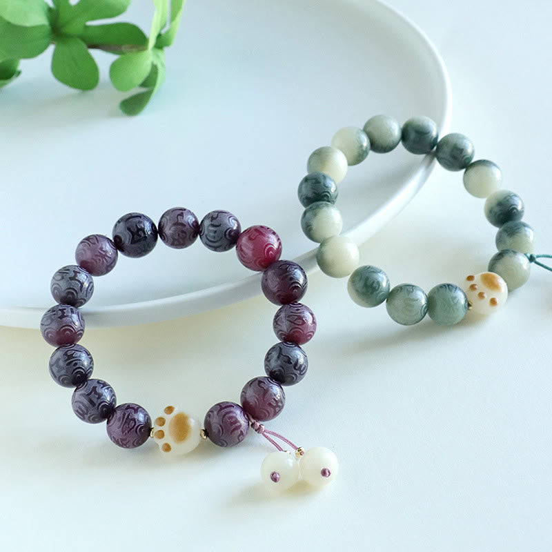 Nimara Ritual Bodhi Seed Om Mani Padme Hum Carved Harmony Bracelet