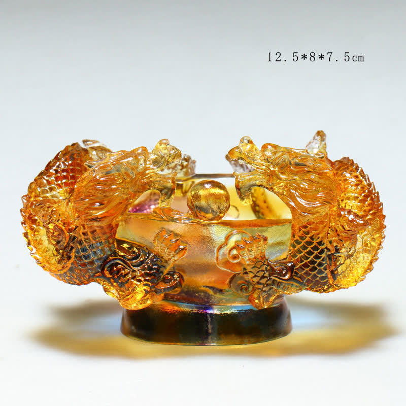 Nimara Ritual Feng Shui Chinese Zodiac Dragon Handmade Liuli Crystal Art Piece Protection Home Office Decoration
