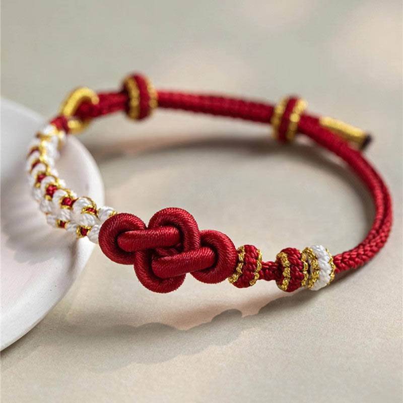 Nimara Ritual Handmade True Love Knot Peach Blossom Charm Luck Rope Bracelet