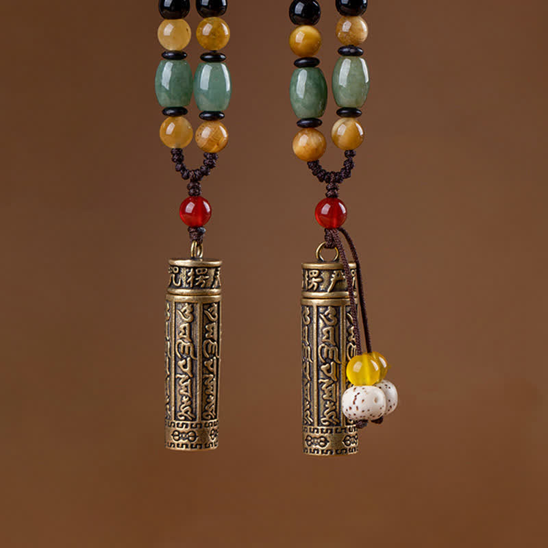 Nimara Ritualhop Tibet Om Mani Padme Hum Agate Shurangama Sutra Protection Necklace Pendant